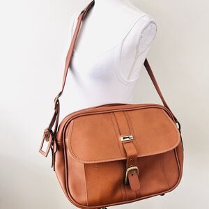 Vintage Jaguar Made for JC Penney Brown Vinyl Crossbody Travel Bag Mens